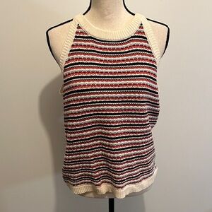 Belldini Red Black Blue Cream Striped Knit Tank Top